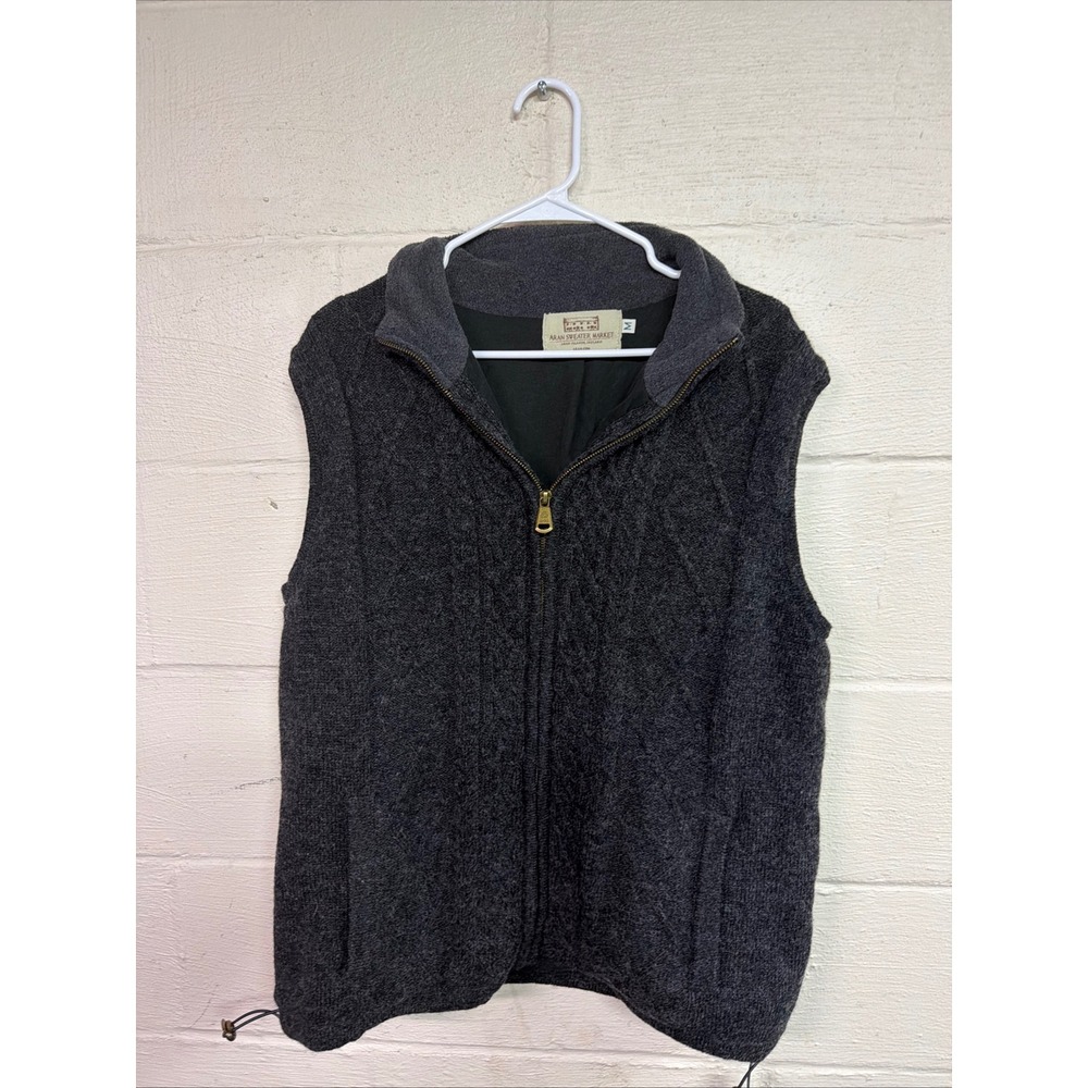 Aran Sweater Market Charcoal Gray Wool Zip-Up Cardigan Sweater Women's Size M